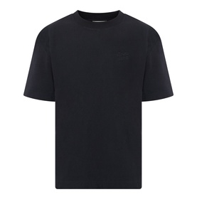 Almost Home Workwear Logo T-Shirt in Porto Black, crew neck, dropped shoulders, short sleeves, tonal chest logo embroidery