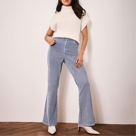 Cord Mid-Rise Flared Trousers