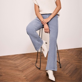 Cord Mid-Rise Flared Trousers