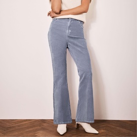 Cord Mid-Rise Flared Trousers