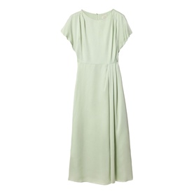 Draped Cap-Sleeved Flared Dress