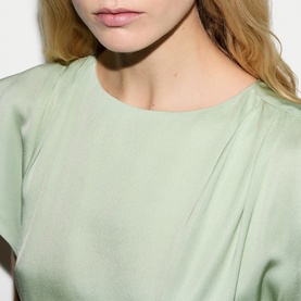 Draped Cap-Sleeved Flared Dress