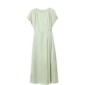 Draped Cap-Sleeved Flared Dress