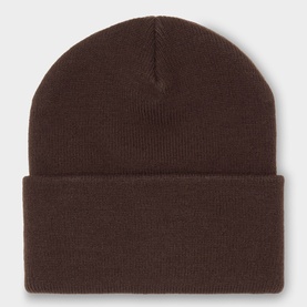 Carhartt Watch Logo Beanie Hat in Tobacco brown, ribbed knit with turned-up brim, no logo visible on this side