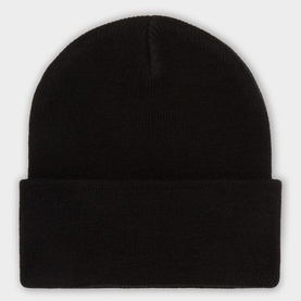 Carhartt Watch Logo Beanie in black, knit structure with wide turned-up brim and woven logo badge to the front.