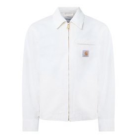 Carhartt Detroit Casual Jacket in Wax white, heavyweight Dearborn canvas, tonal corduroy collar, front zip fastening, chest pocket with logo badge