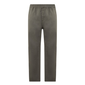 Carhartt Flint Casual Trousers in Leaf green, mid-rise tapered leg with elasticated waistband, garment-dyed cotton, clean hems