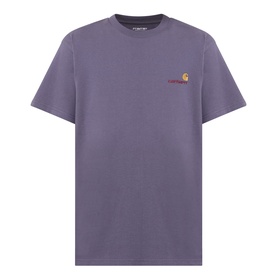 Carhartt American Script Logo T-Shirt in Shady Purple, crew neck, short sleeves, embroidered chest logo, straight hem, 100% cotton