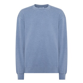 Carhartt Caspian Sweatshirt in Shady Blue Heather, crew neck with dropped shoulders, ribbed trims, and straight hem in garment-dyed cotton