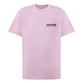 Carhartt Cubist Logo T-Shirt in Hortensia pink, crew neck, short sleeves, with Cubist logo graphic print on chest