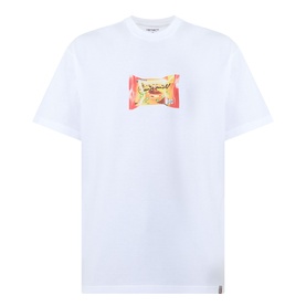Carhartt Road Side Snack T-Shirt in white, crew neck with short sleeves and snack packet graphic print on chest