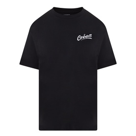 Carhartt Pup Logo T-Shirt in black, crew neck with short sleeves and contrast script logo graphic on chest