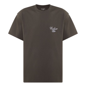 Carhartt Gracious Logo T-Shirt in Cypress, crew neck, dropped shoulders, short sleeves, with chest logo embroidery