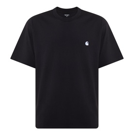 Carhartt Madison Logo T-Shirt in black, short-sleeve crew neck with small embroidered logo on chest, straight hem