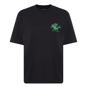 Carhartt Built Different Logo T-Shirt in black, crew neck with dropped shoulders and green graphic logo print on chest