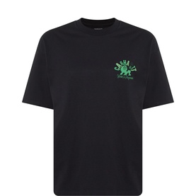 Carhartt Built Different Logo T-Shirt in black, crew neck with dropped shoulders and green graphic logo print on chest
