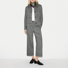 Chambray Cropped Trousers