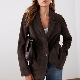 Suede Single-Breasted Blazer