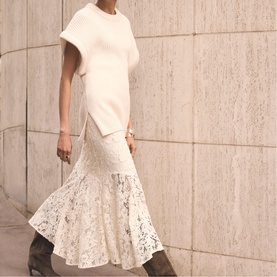 Sheer Lace Flared Skirt