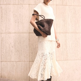Sheer Lace Flared Skirt