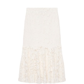 Sheer Lace Flared Skirt
