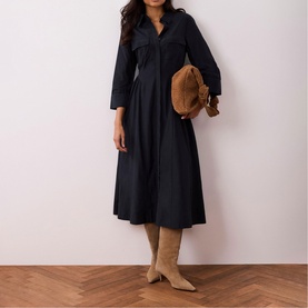 Drop Waist Zip Shirt Dress