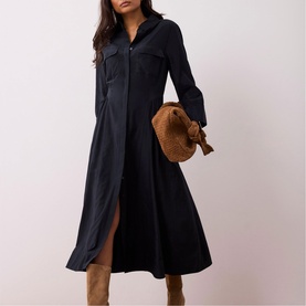 Drop Waist Zip Shirt Dress