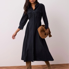 Drop Waist Zip Shirt Dress