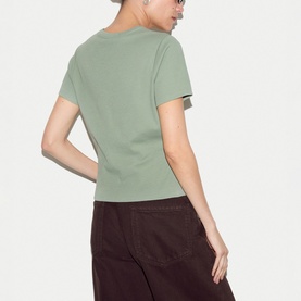 Fine Ribbed Button Front Top