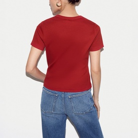 Fine Ribbed Button Front Top