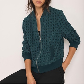 Lace Zip Bomber Jacket
