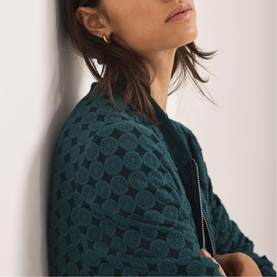 Lace Zip Bomber Jacket