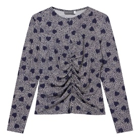 Heart Ruched Half-Zip Top