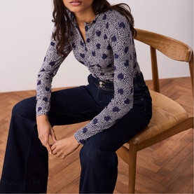 Heart Ruched Half-Zip Top