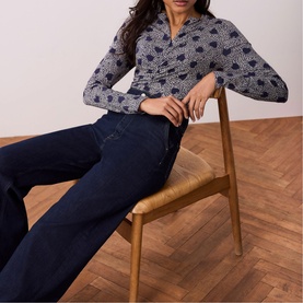 Heart Ruched Half-Zip Top