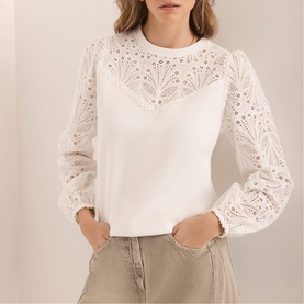 Broderie Insert Sweatshirt