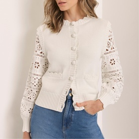 Crochet Detail Knitted Cardigan