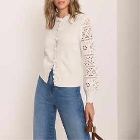 Crochet Detail Knitted Cardigan