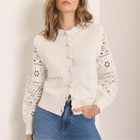 Crochet Detail Knitted Cardigan