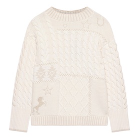 Embroidery Cable Knit Sweater