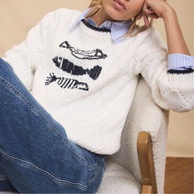 Fish Motif Knitted Sweater