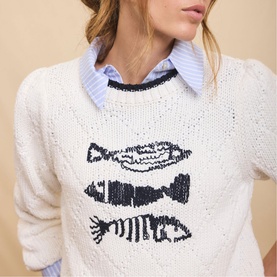 Fish Motif Knitted Sweater