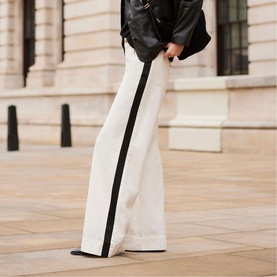 Side Stripe High-Rise Wide Leg Jeans