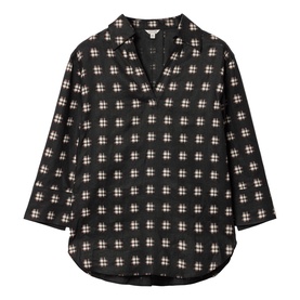 Geo Check Linen Tunic Top
