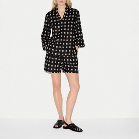 Geo Check Linen Tunic Top