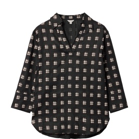 Geo Check Linen Tunic Top