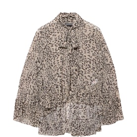 Leopard Pussybow Ruffle Blouse