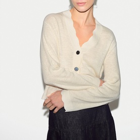 Scalloped Trim Knitted Cardigan