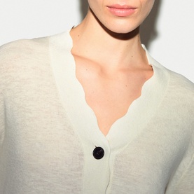 Scalloped Trim Knitted Cardigan