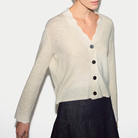 Scalloped Trim Knitted Cardigan